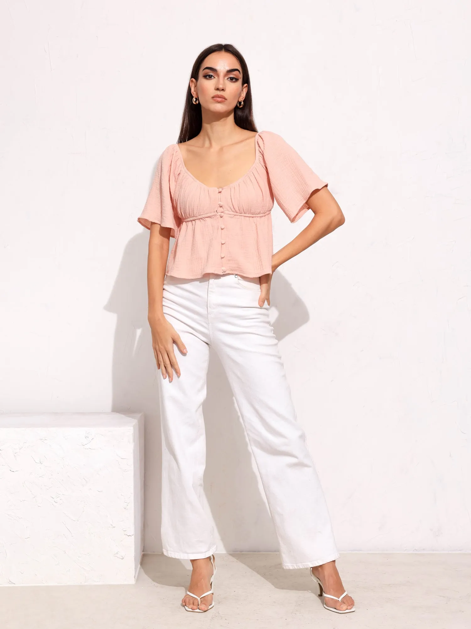 Button Down Bustier Detail Top