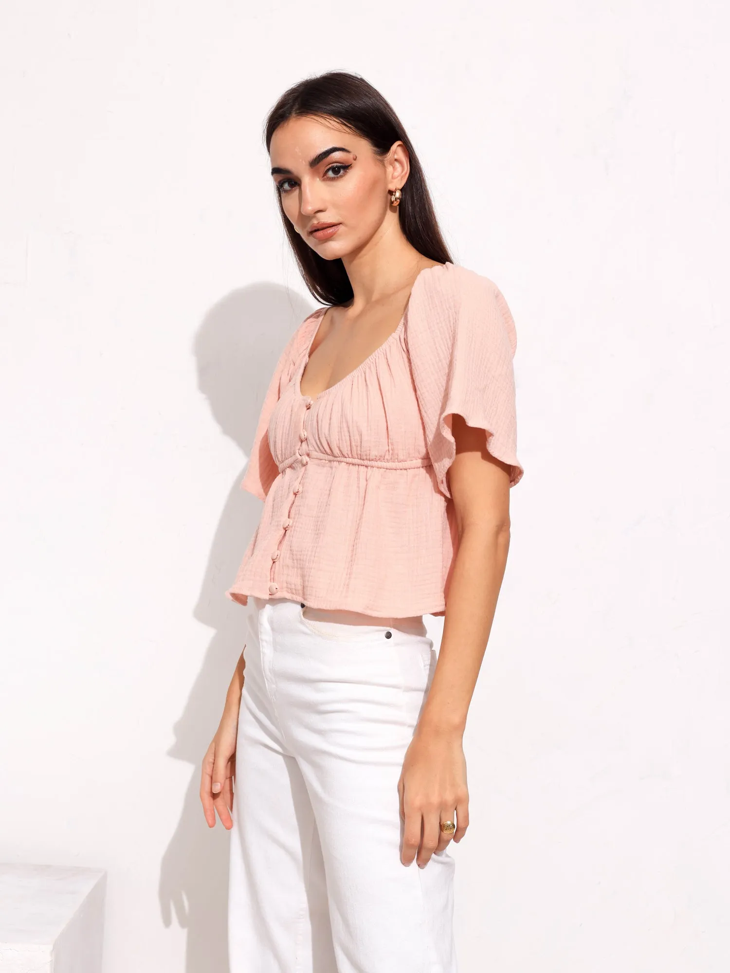 Button Down Bustier Detail Top