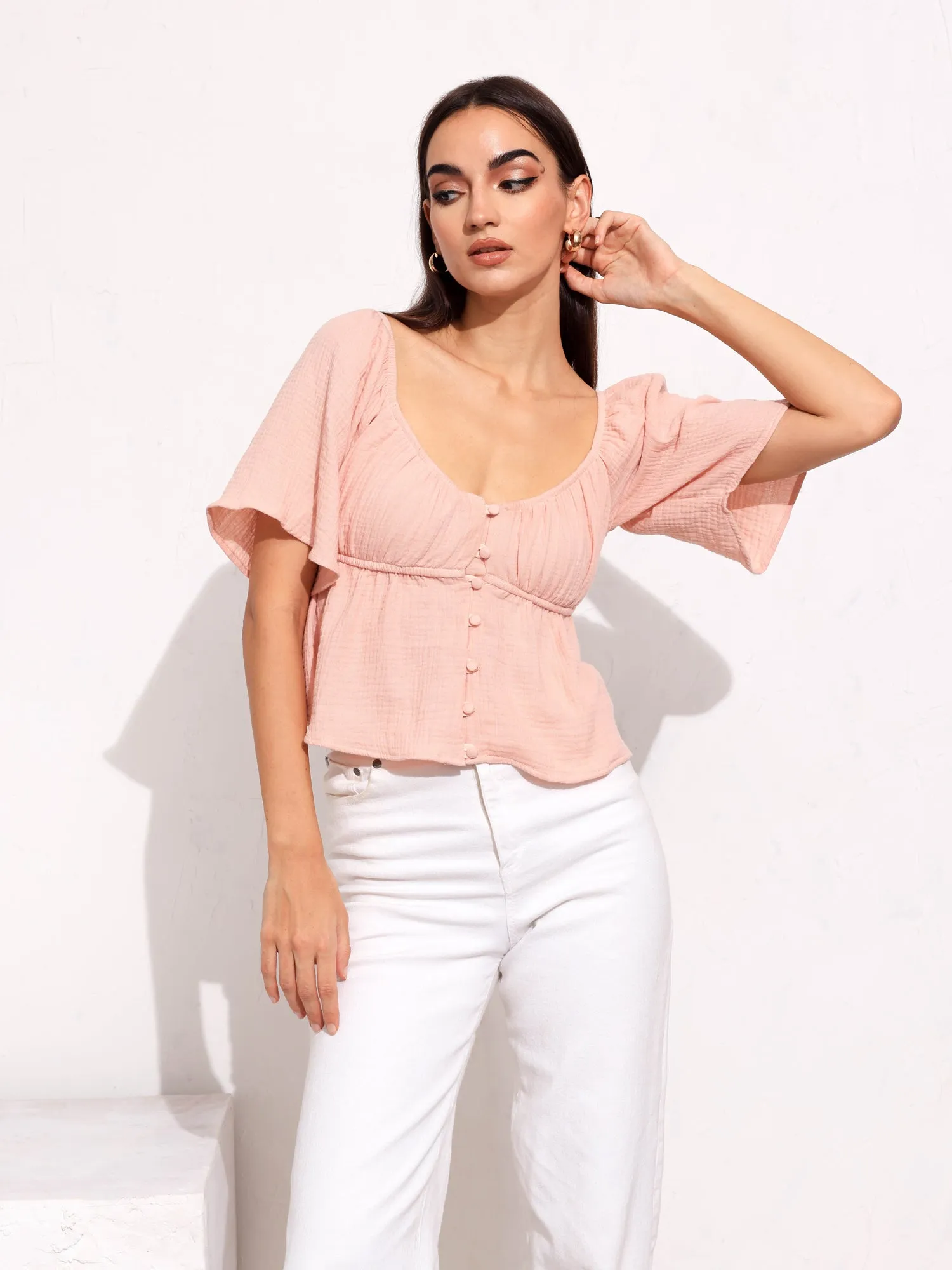 Button Down Bustier Detail Top