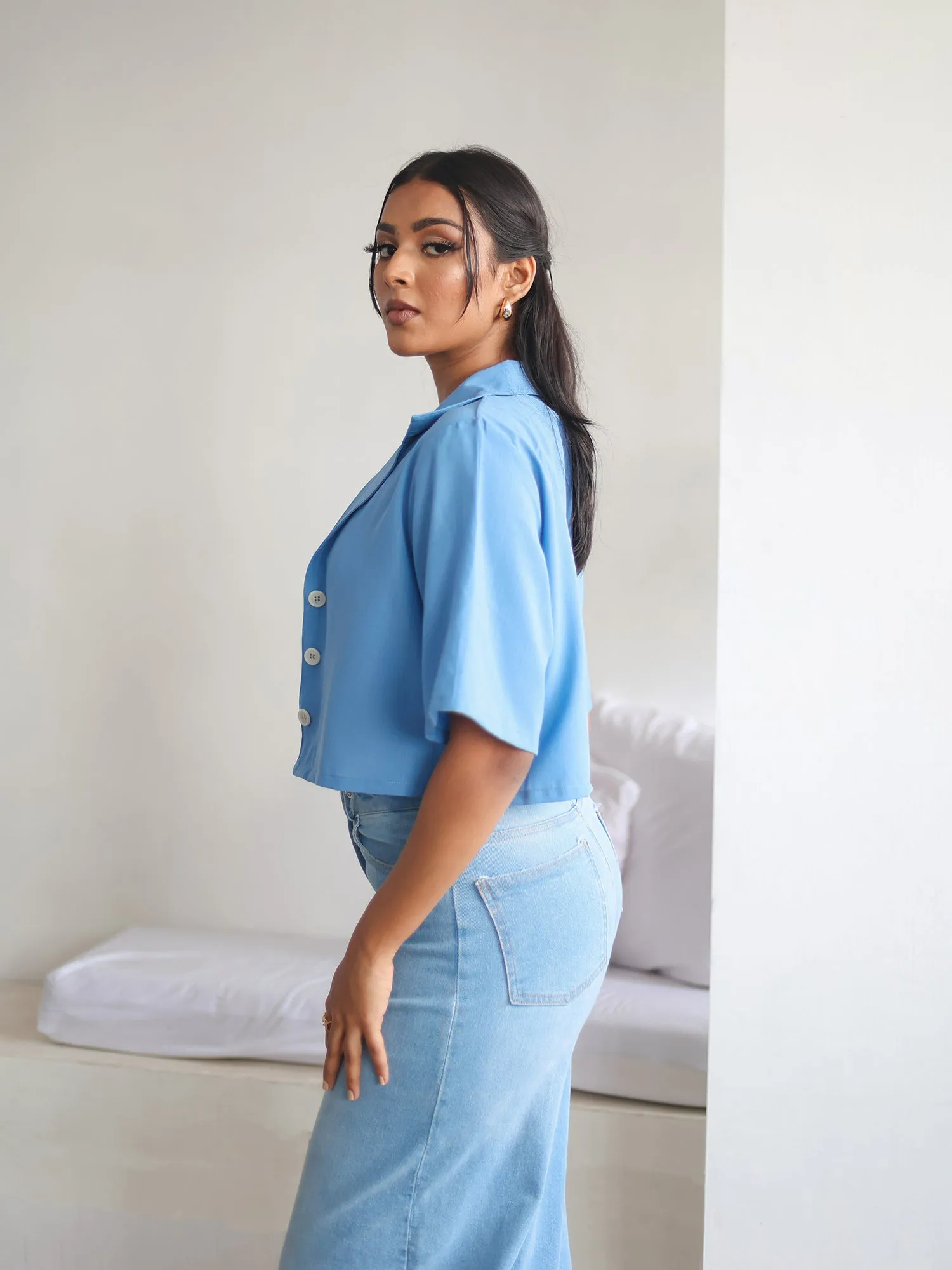 Button Down Crop Shirt