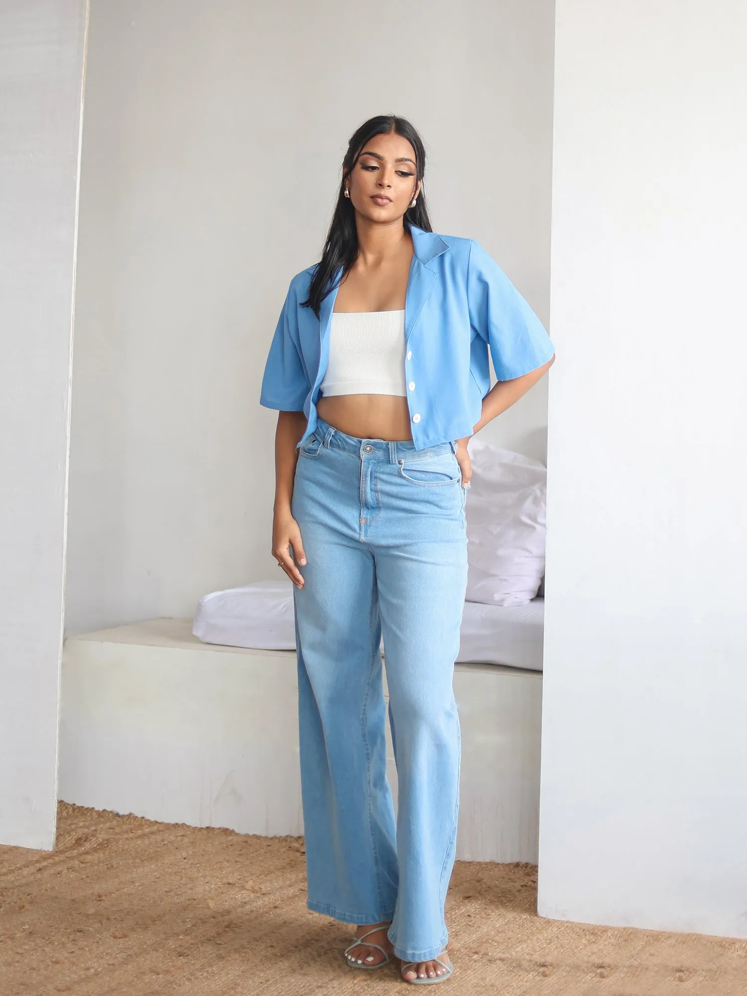 Button Down Crop Shirt