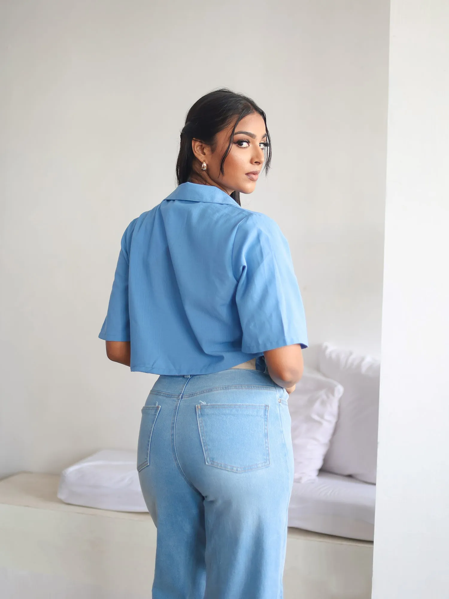 Button Down Crop Shirt