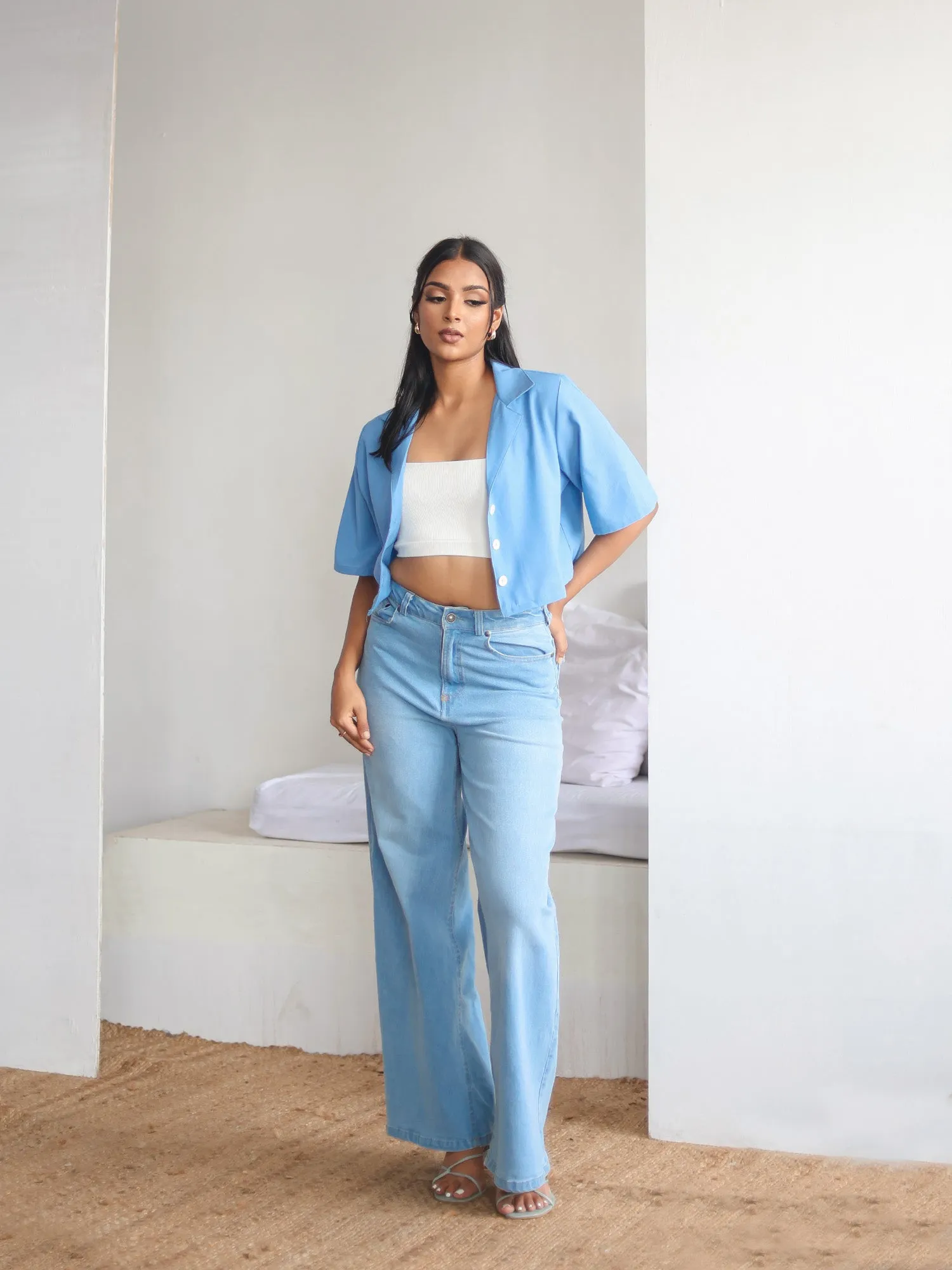 Button Down Crop Shirt