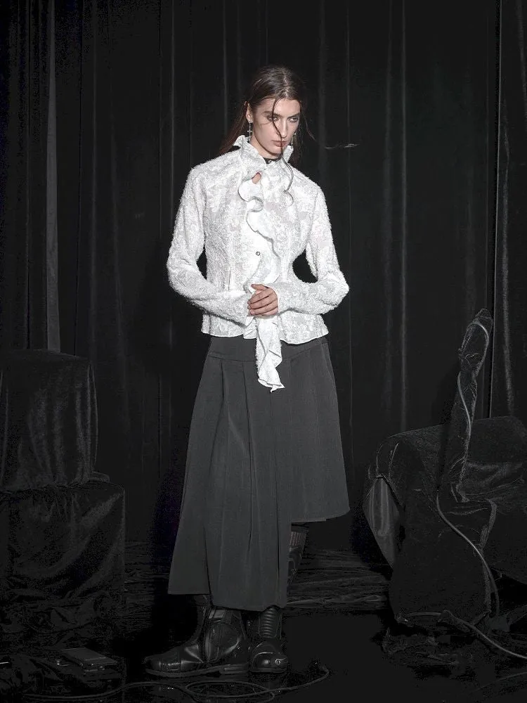 Button-Down Frill Blouse