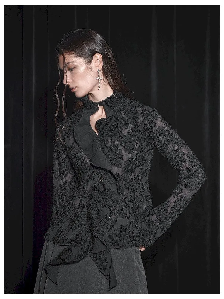 Button-Down Frill Blouse