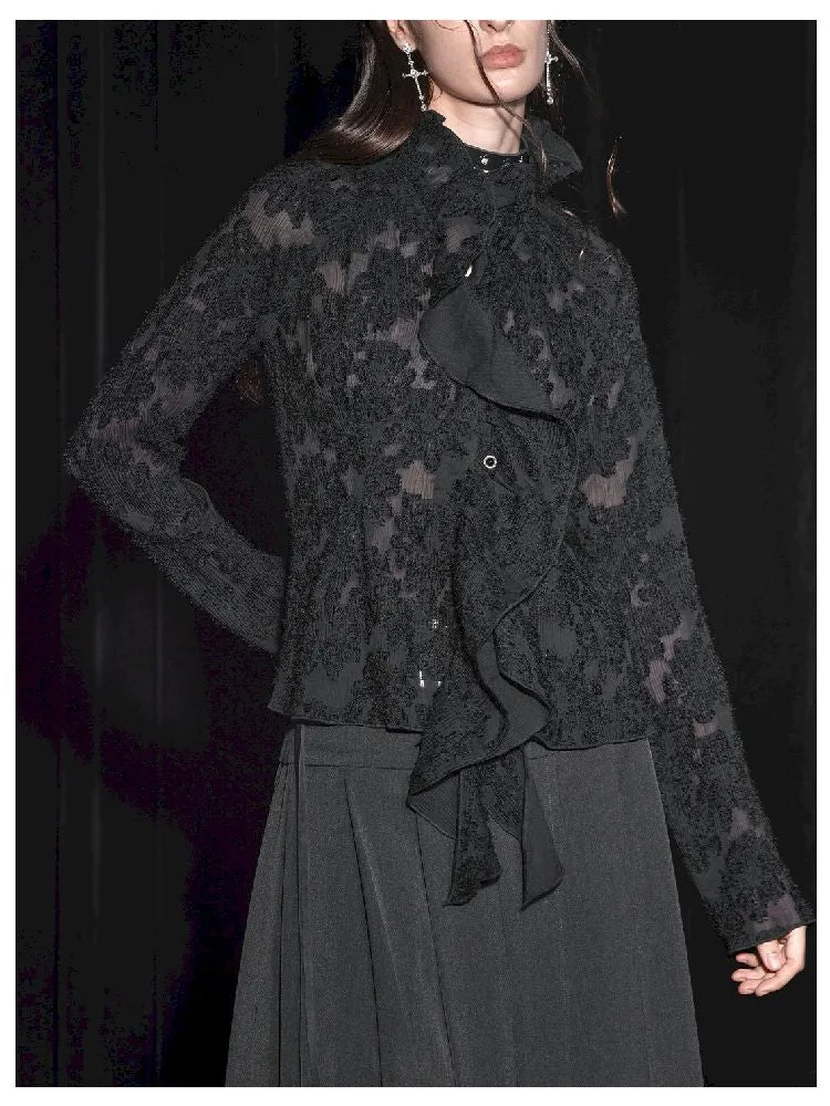 Button-Down Frill Blouse