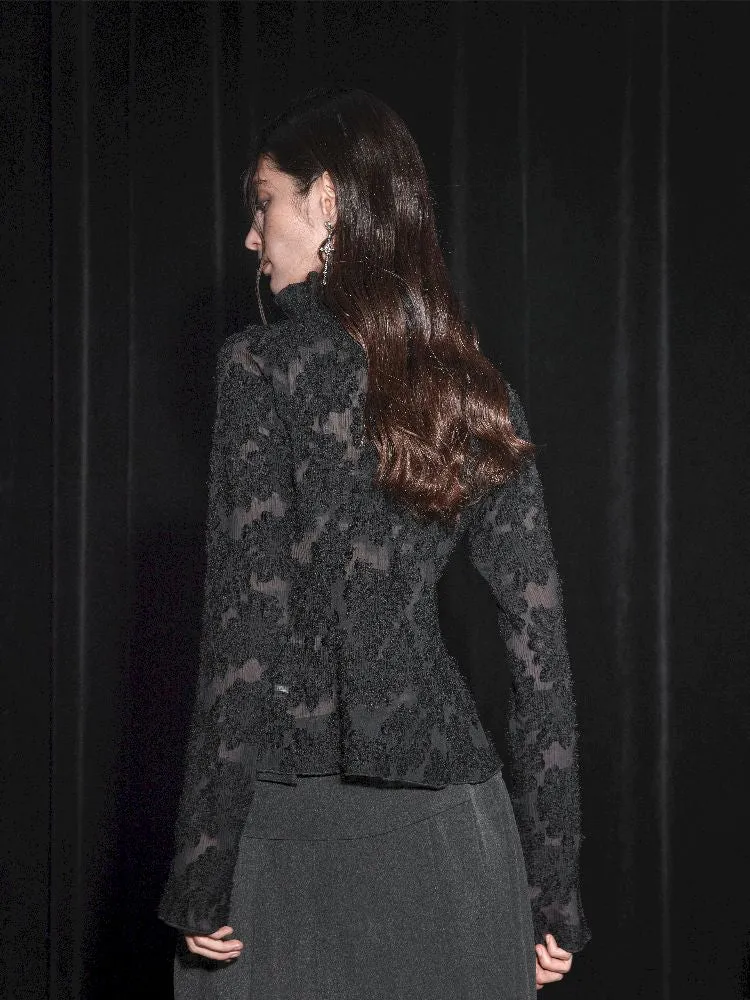 Button-Down Frill Blouse