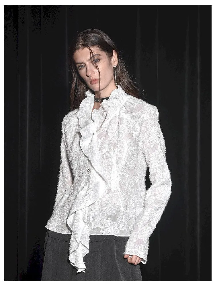 Button-Down Frill Blouse