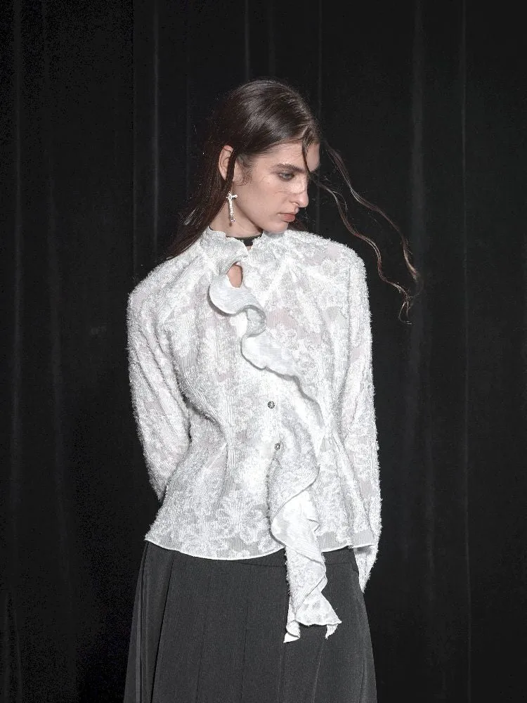 Button-Down Frill Blouse