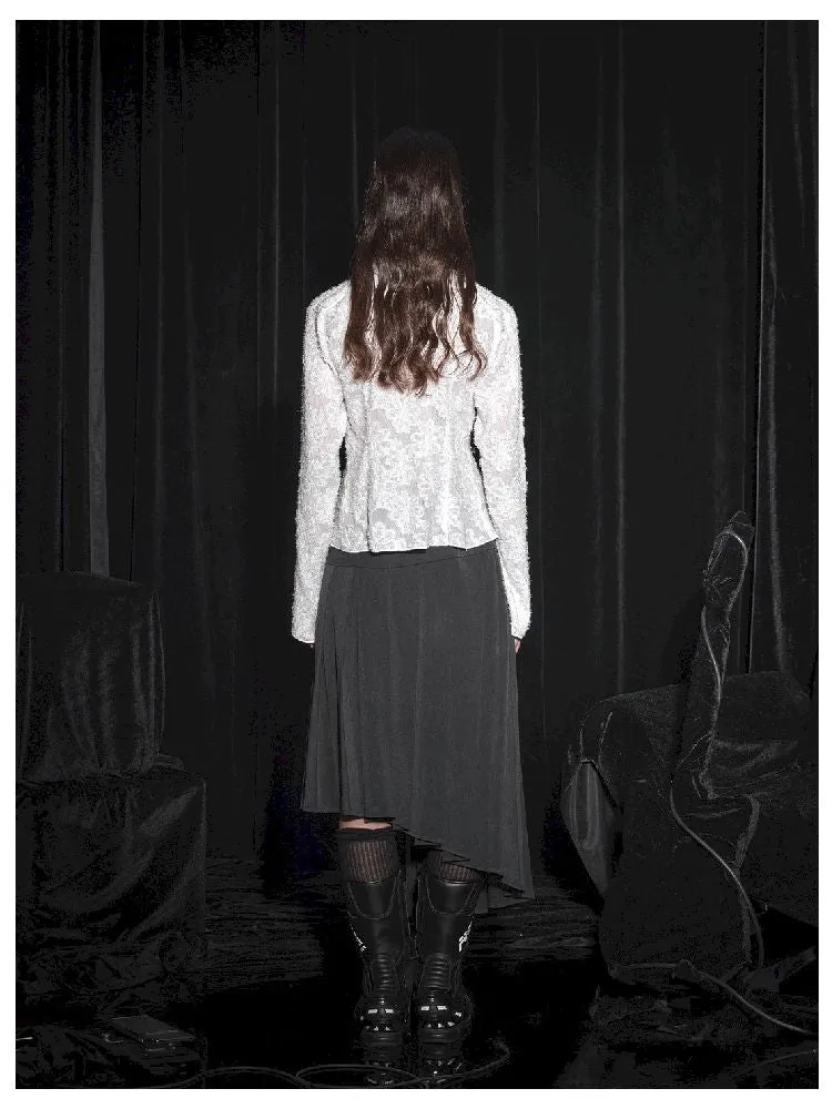 Button-Down Frill Blouse