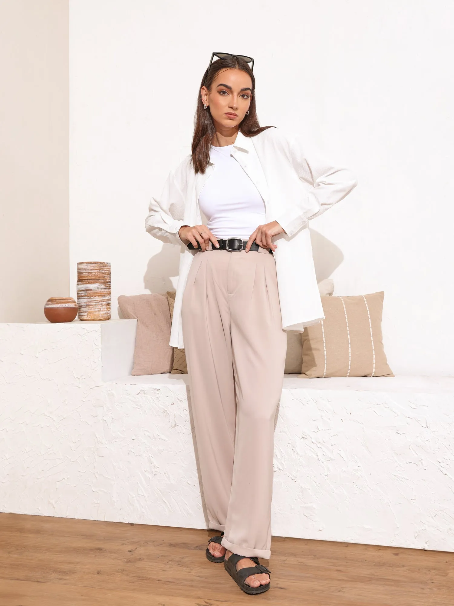 Button Down Over Size Top