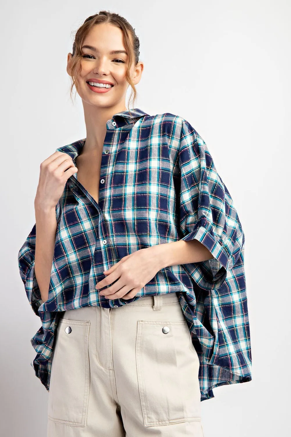 Button Down Plaid Top