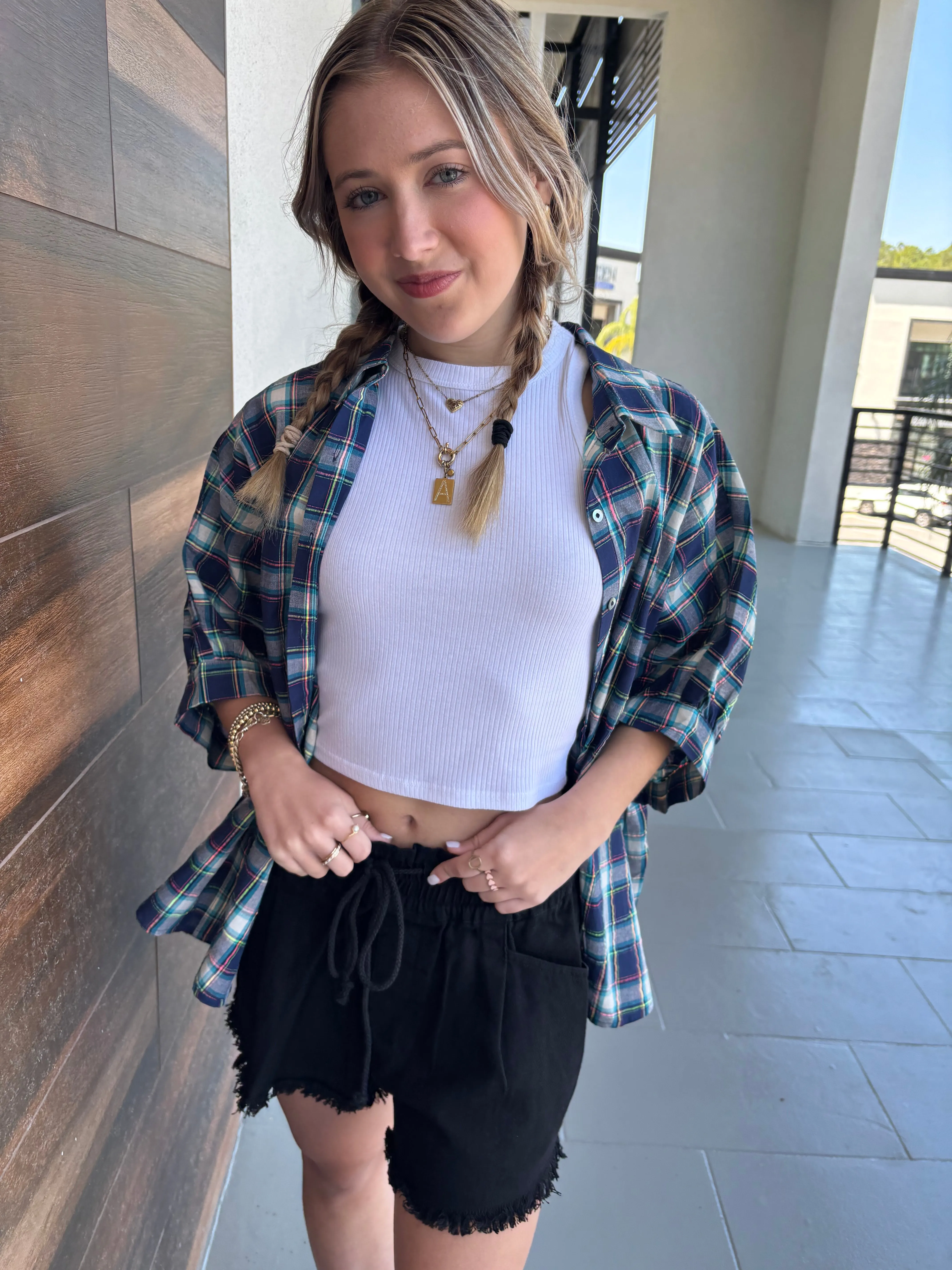 Button Down Plaid Top