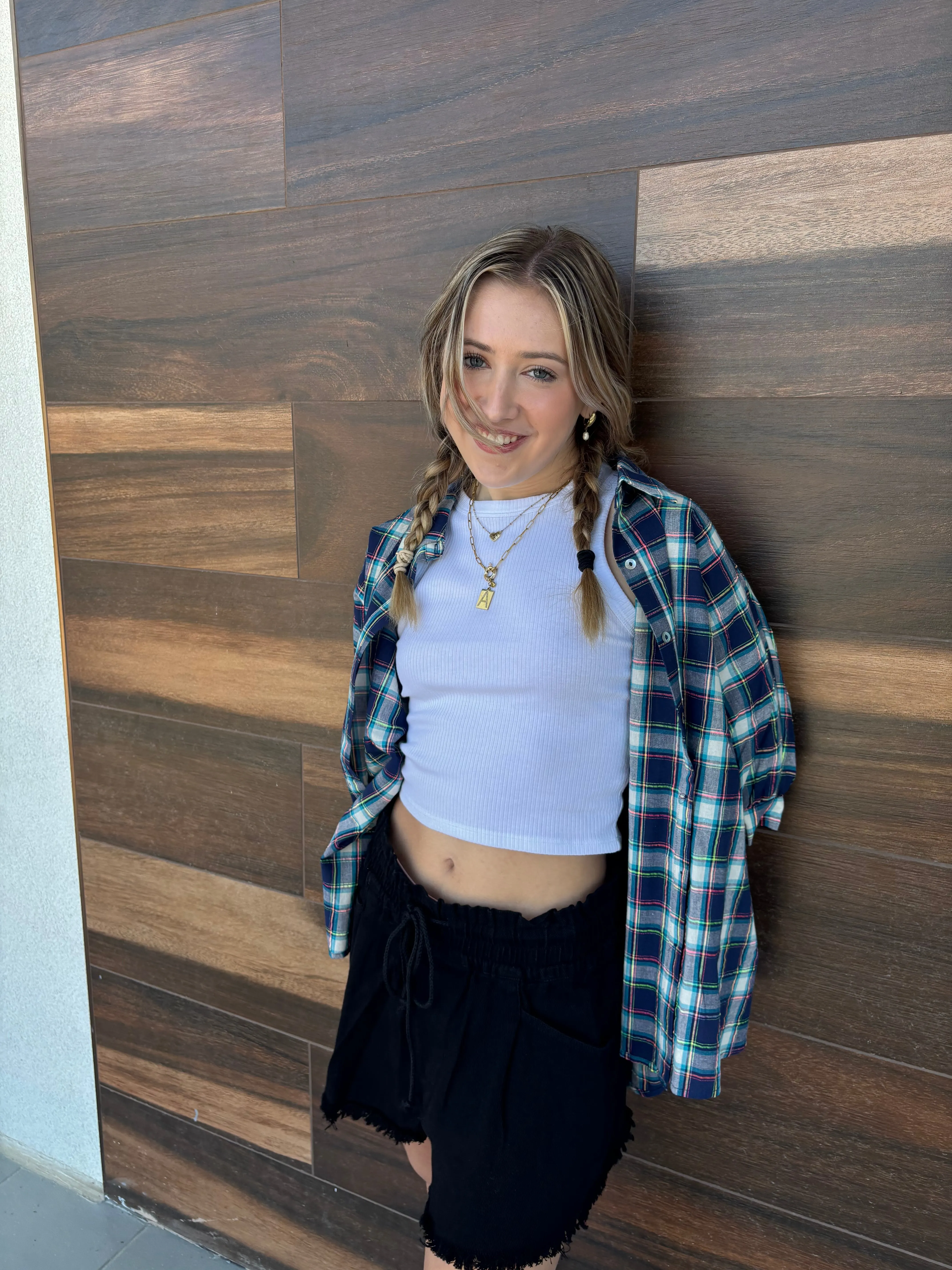 Button Down Plaid Top