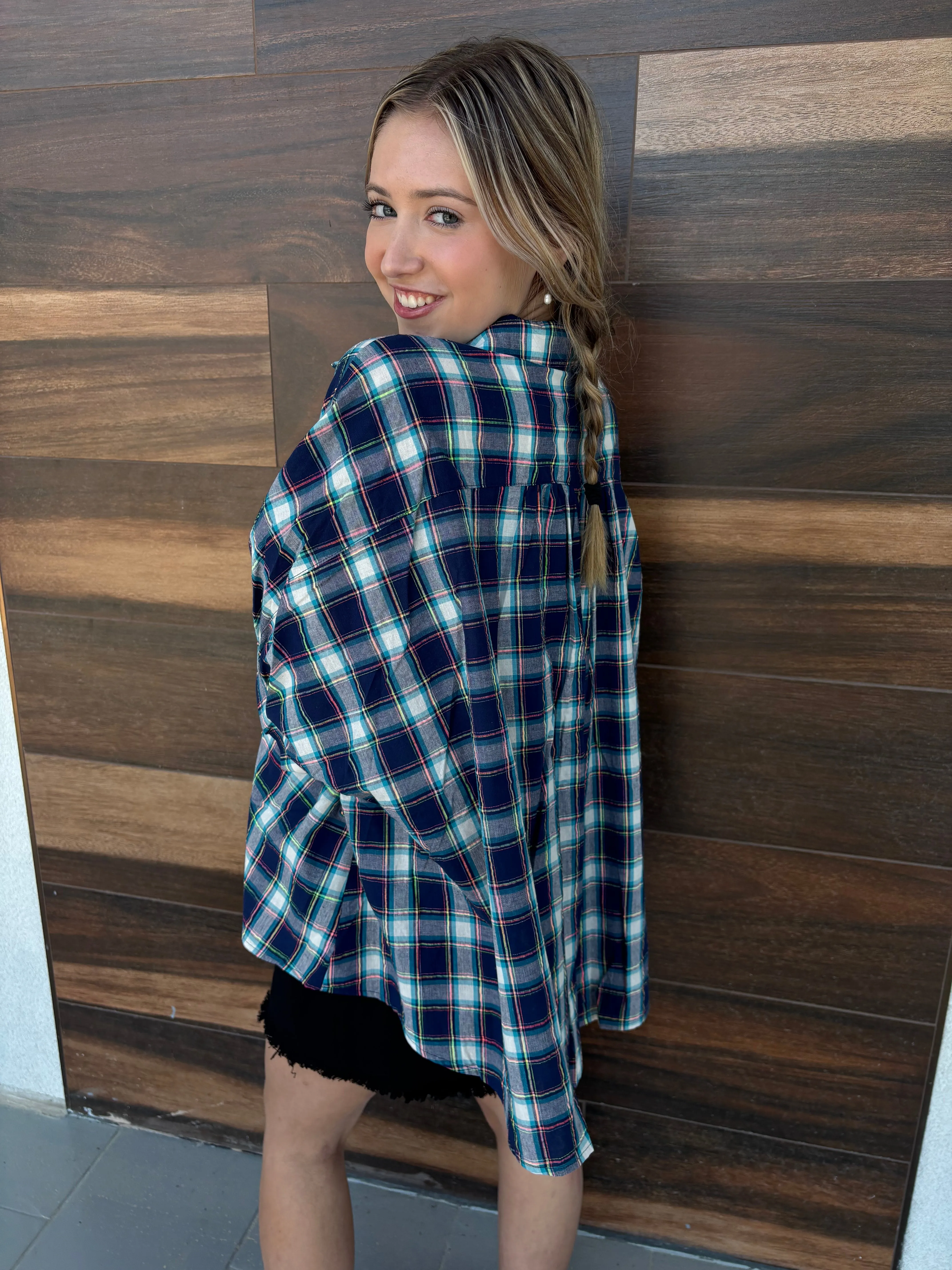 Button Down Plaid Top