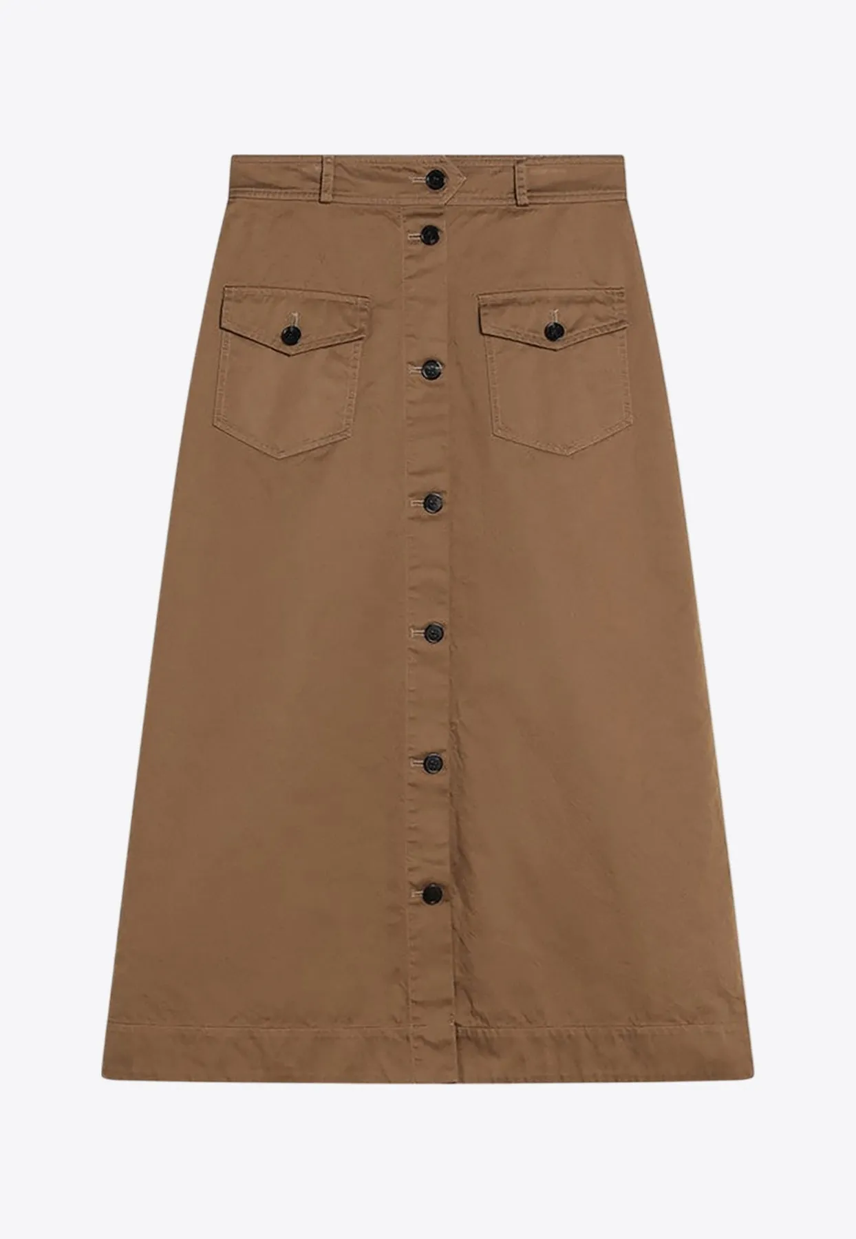 Button Embellished Midi Skirt
