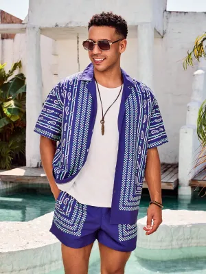 Button up shirt floral| Print Front Button Short Sleeve Shirt