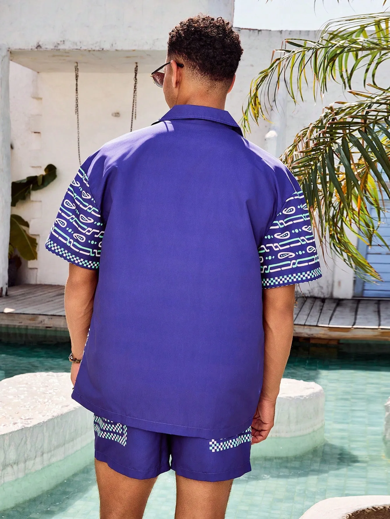 Button up shirt floral| Print Front Button Short Sleeve Shirt