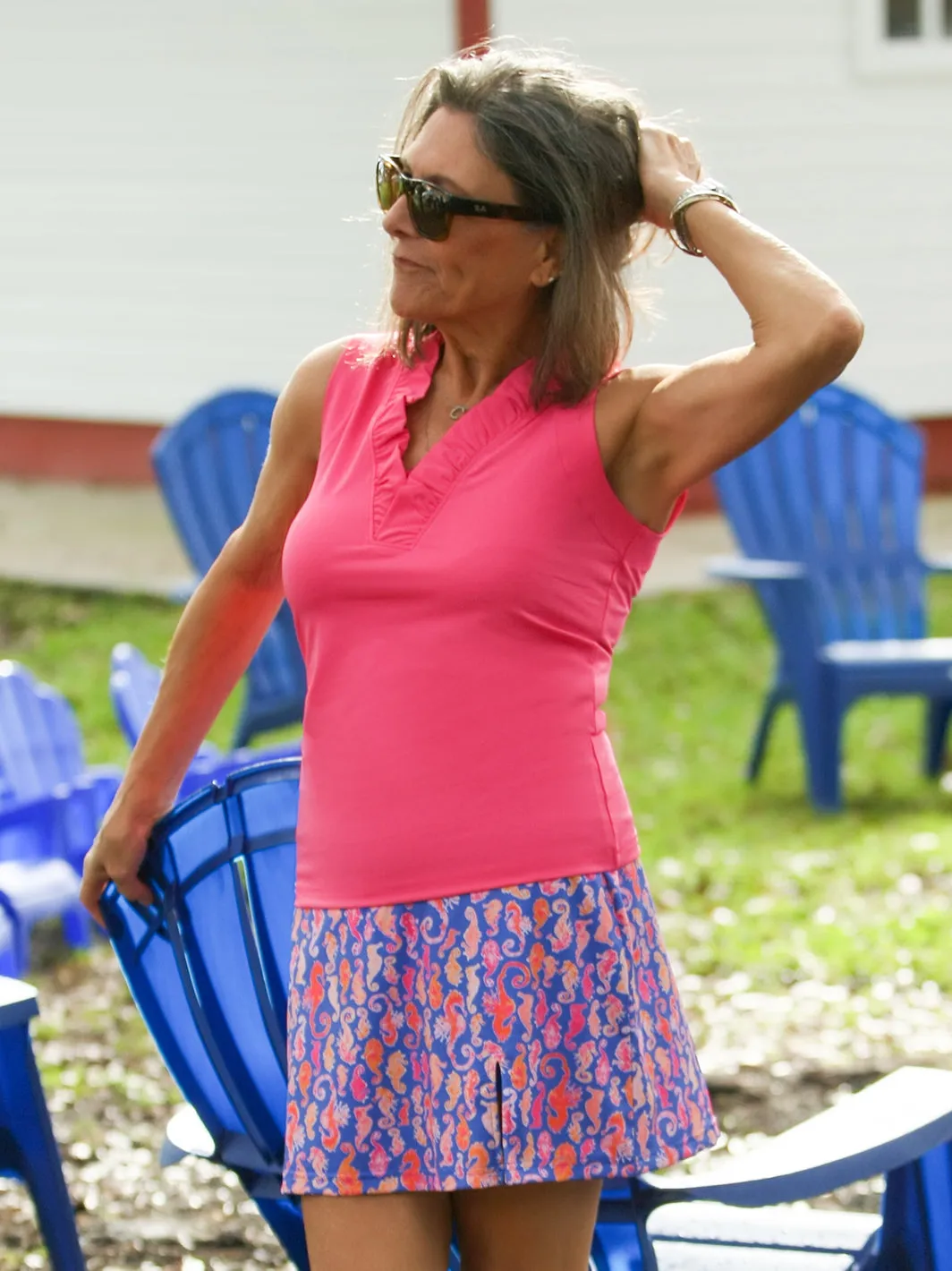 Calla Active Ruffle Top Hot Pink