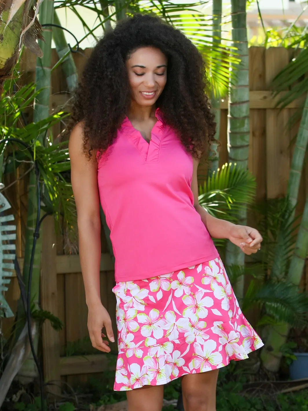 Calla Active Ruffle Top Hot Pink