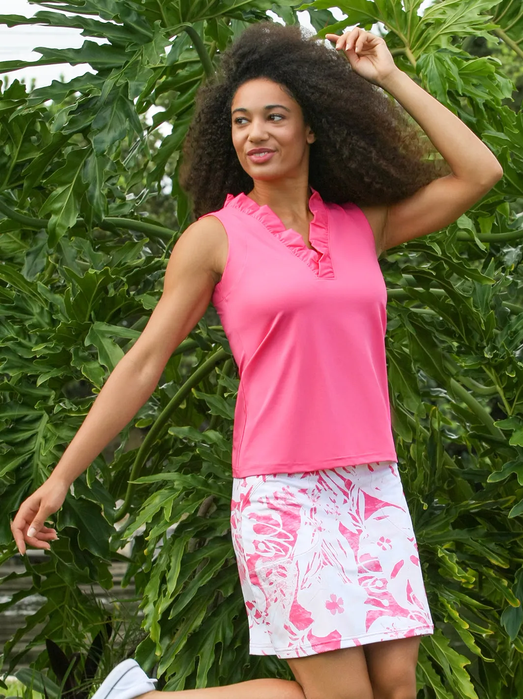 Calla Active Ruffle Top Hot Pink