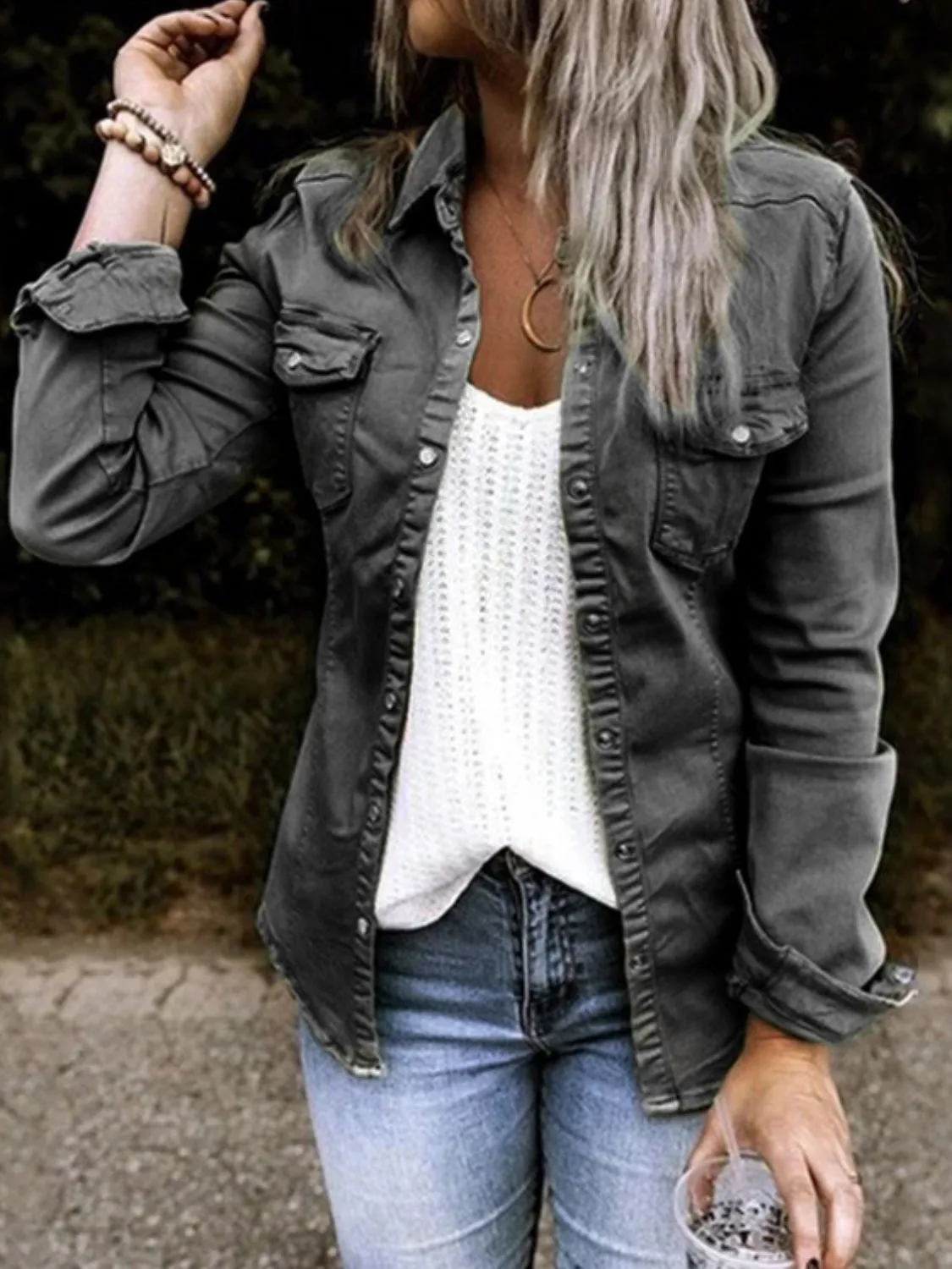 Callie Snap Down Long Sleeve Top