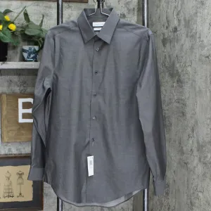 Calvin Klein Steel Slim-Fit Stain Shield Solid Dress Shirt Gray M 15 32/33
