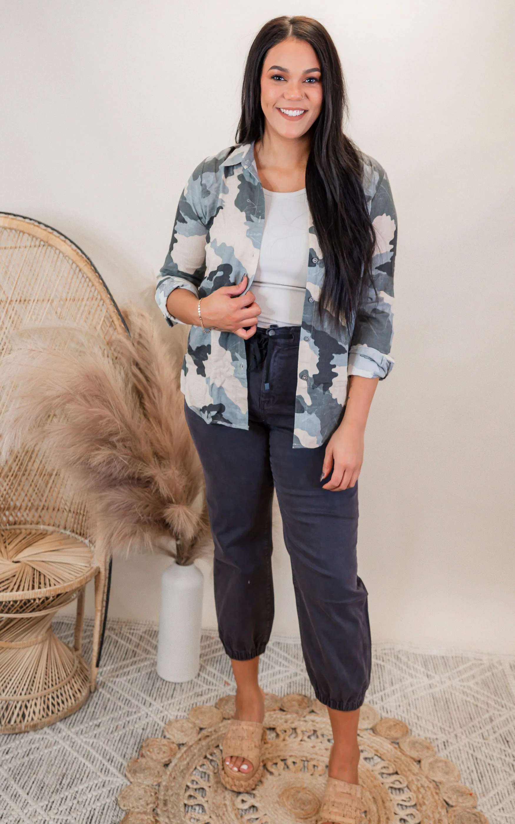 Camo Button Down Shirt | MYSTREE