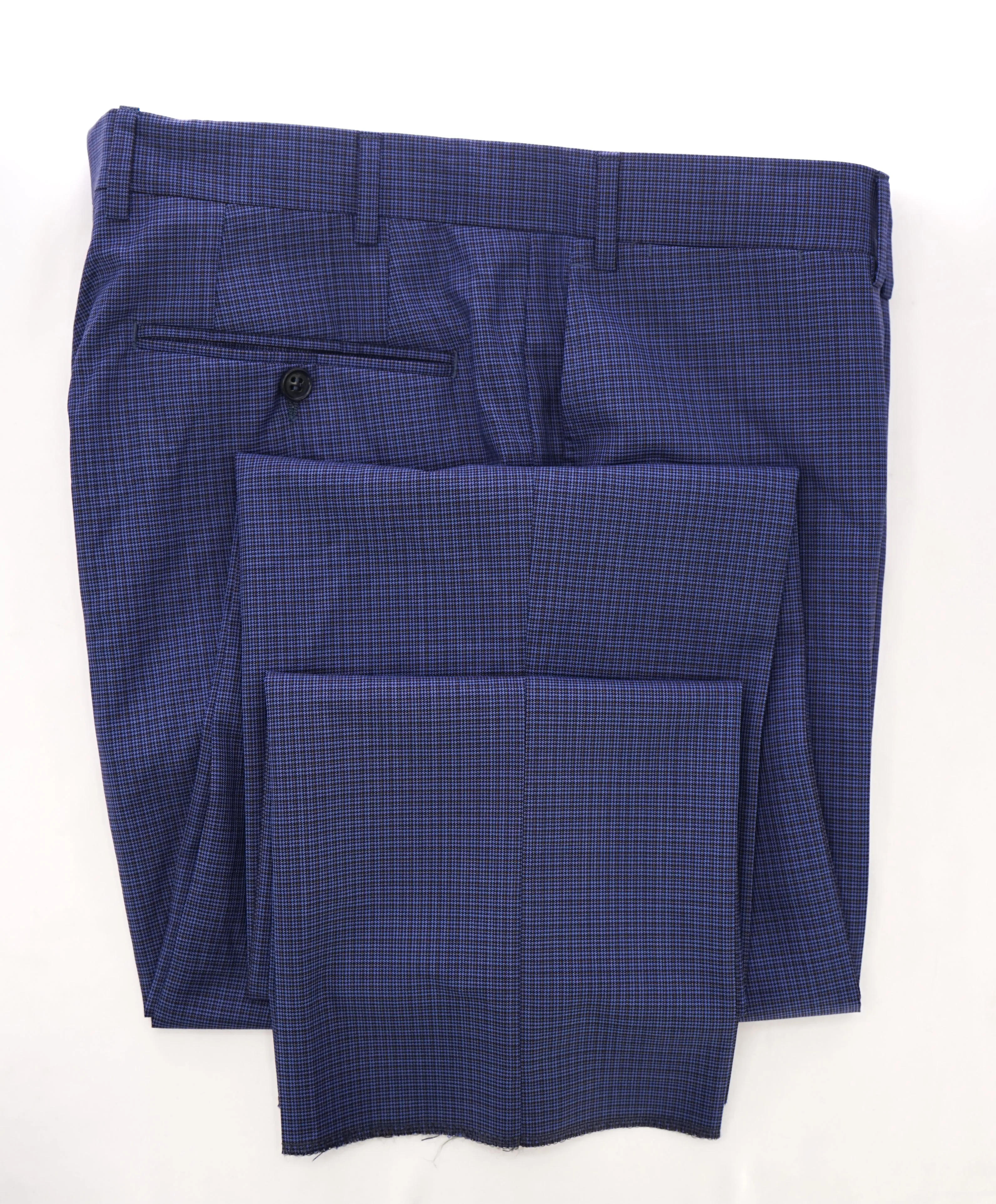 CANALI - Blue & Purple Bold Houndstooth Flat Front Dress Pants - 36W