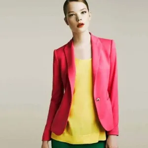 Candy Color Womens Blazer Single Button Slim Blazer Casual Suit Coat Plus Size XXL XS Blazer A7996