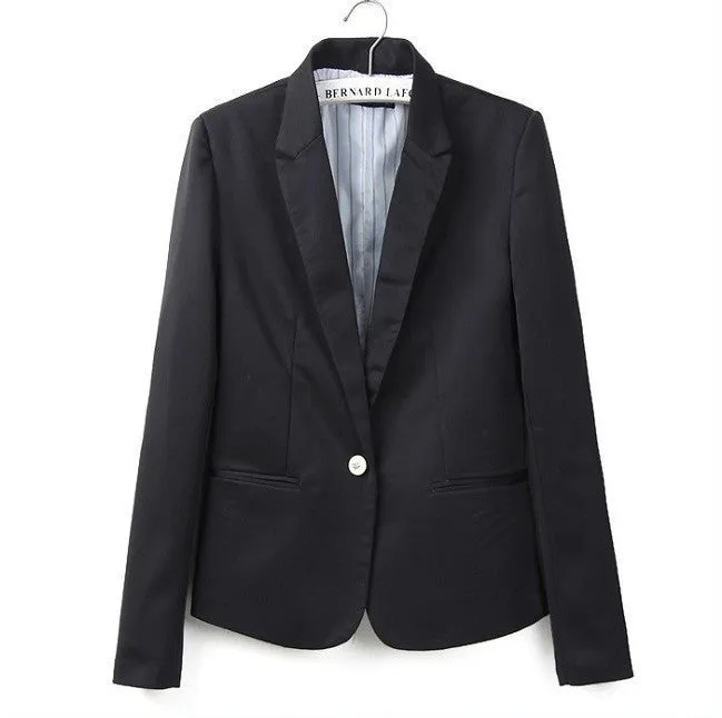 Candy Color Womens Blazer Single Button Slim Blazer Casual Suit Coat Plus Size XXL XS Blazer A7996