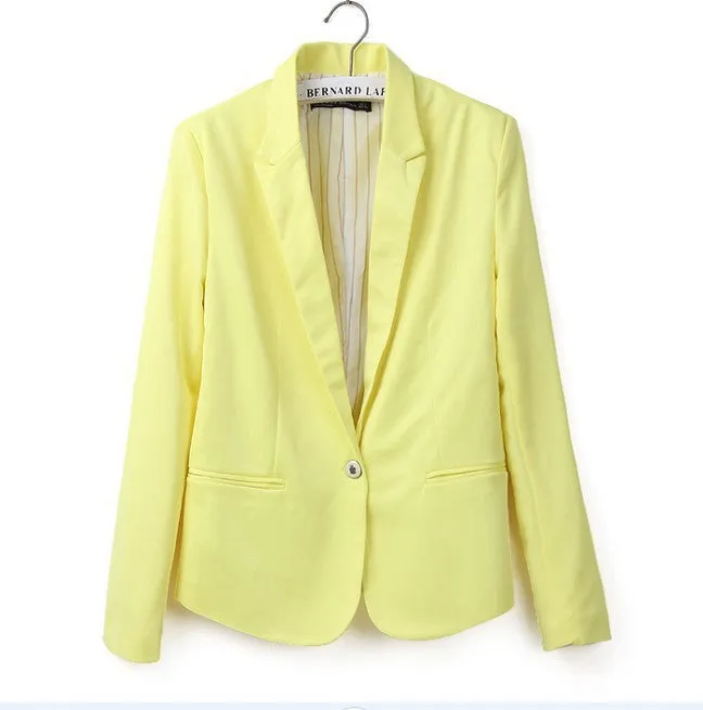 Candy Color Womens Blazer Single Button Slim Blazer Casual Suit Coat Plus Size XXL XS Blazer A7996