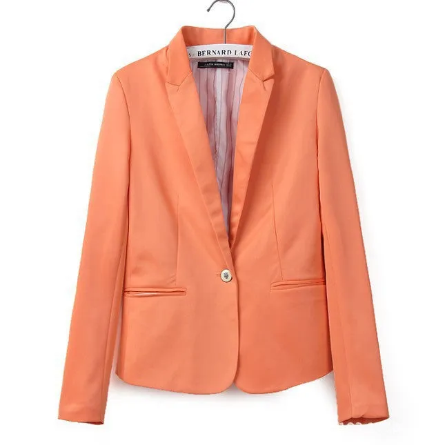 Candy Color Womens Blazer Single Button Slim Blazer Casual Suit Coat Plus Size XXL XS Blazer A7996