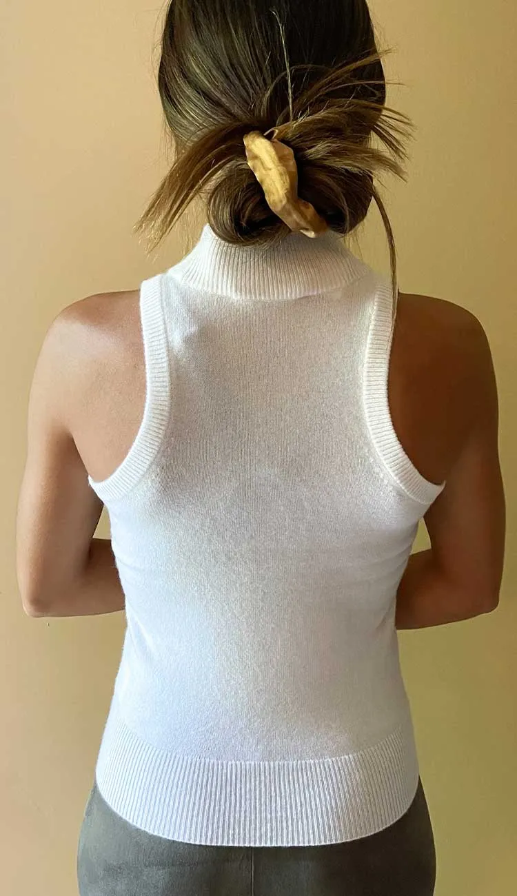 Cashmere Sleeveless Mockneck Top