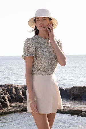 Checkered Openwork Button Down Top