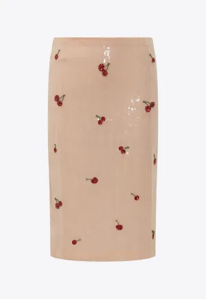 Cherries Sequin Embellished Skirt