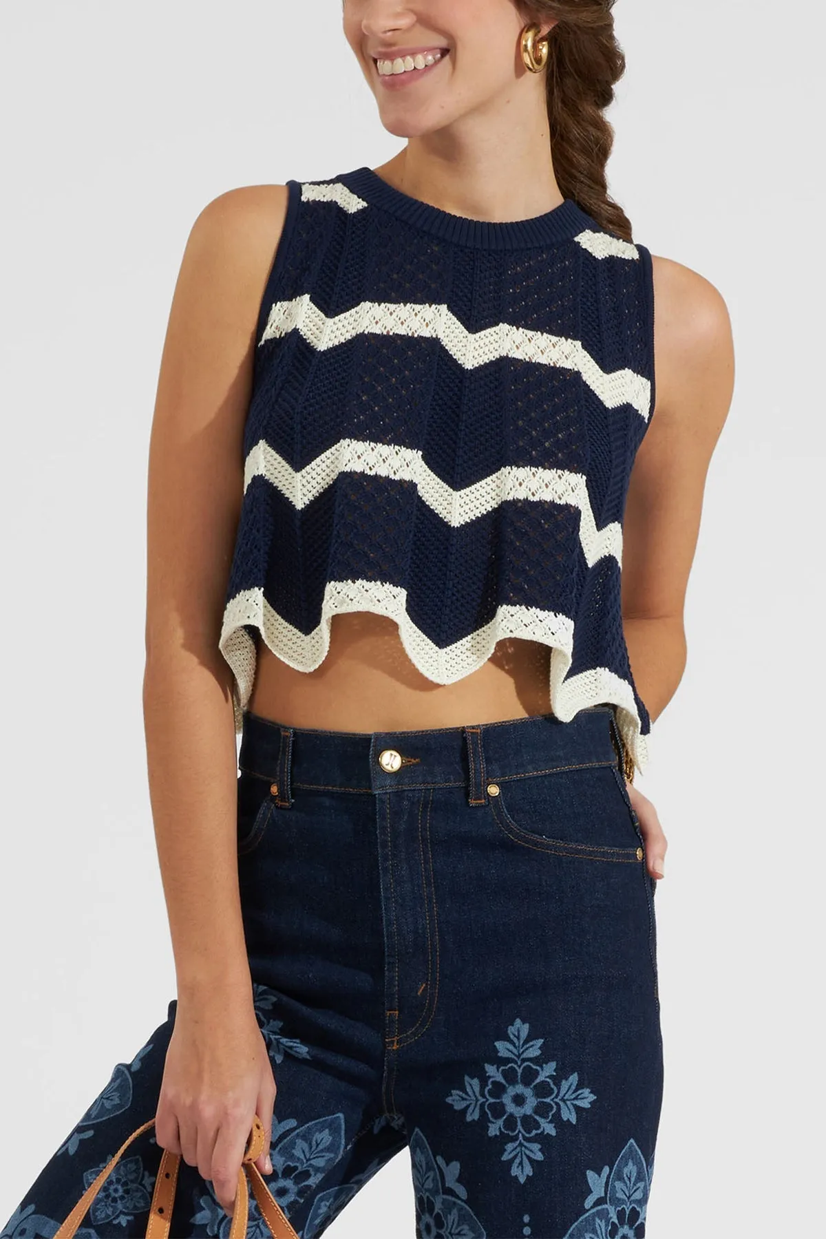 Chevron Top in Navy Avorio