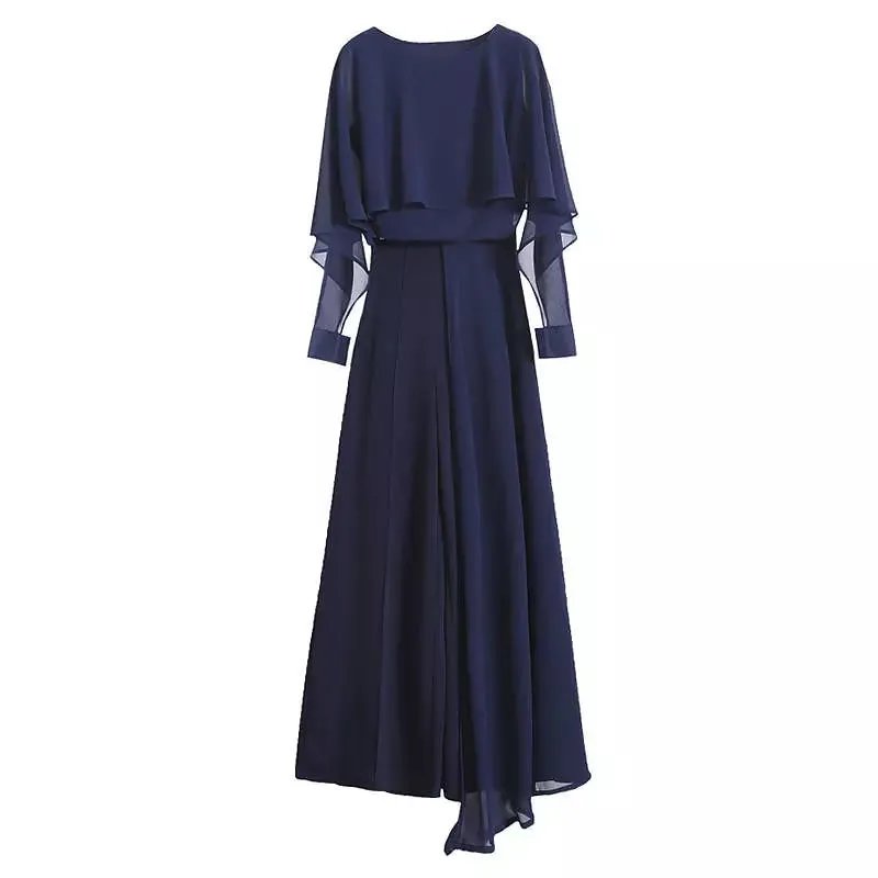 Chiffon Shirt Wide Leg Pants Trousers Suit Casual Set