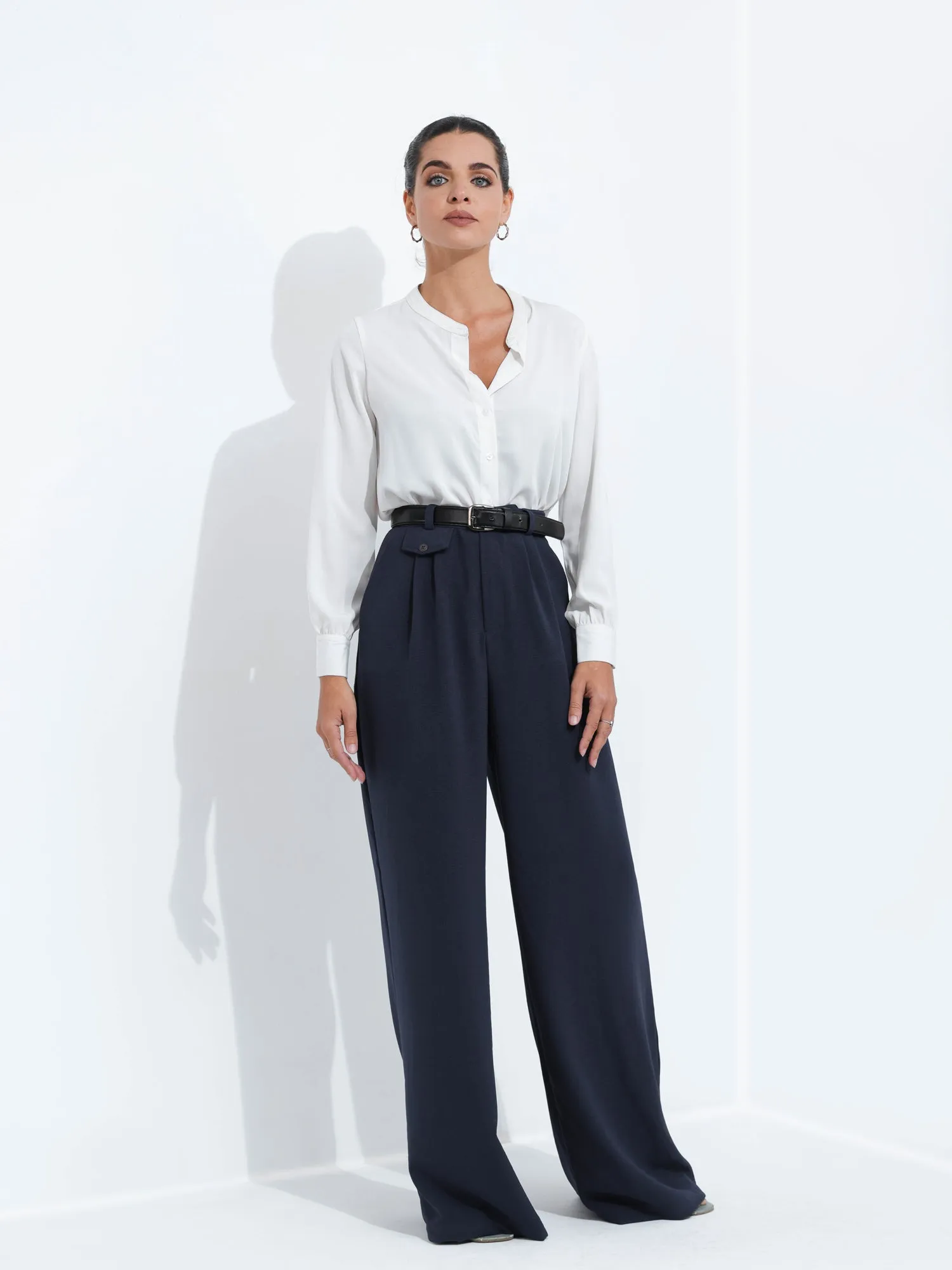 Chinese Collar Button Down Shirt