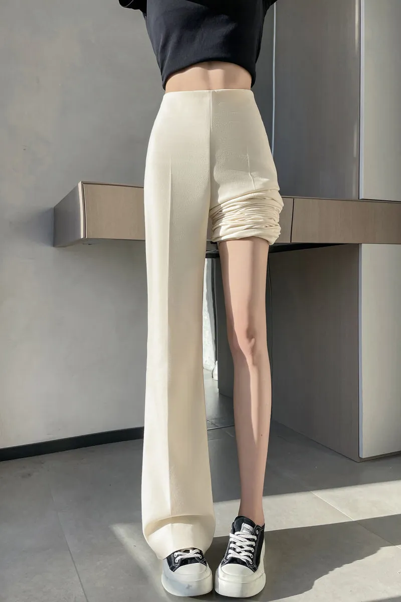 Classic Solid Wide-Leg Straight Leg Pants for Women