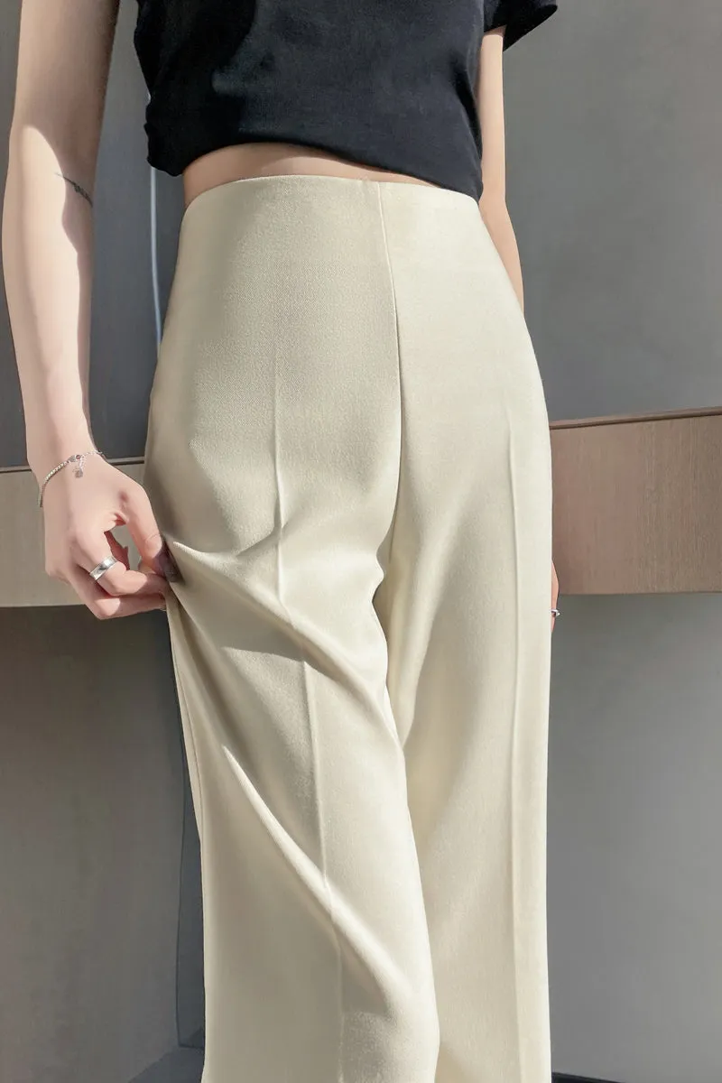 Classic Solid Wide-Leg Straight Leg Pants for Women