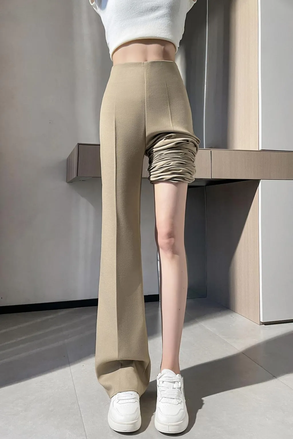Classic Solid Wide-Leg Straight Leg Pants for Women