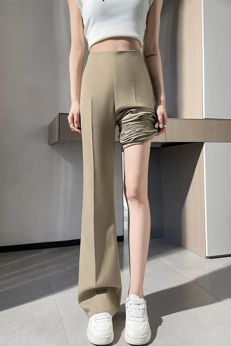 Classic Solid Wide-Leg Straight Leg Pants for Women