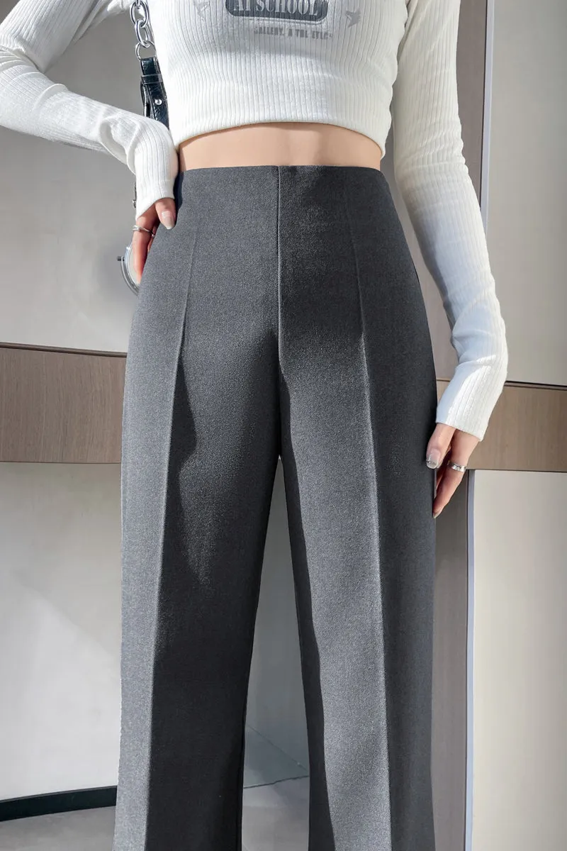 Classic Solid Wide-Leg Straight Leg Pants for Women