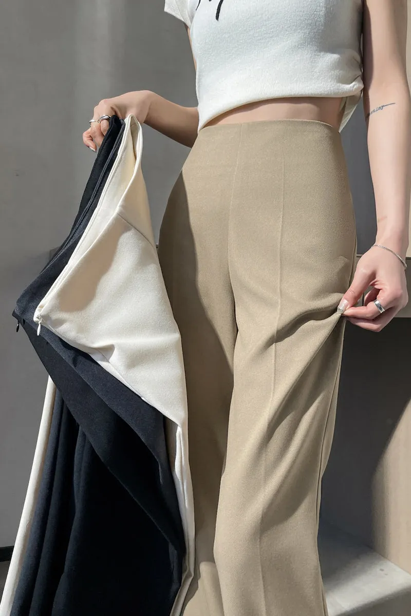 Classic Solid Wide-Leg Straight Leg Pants for Women
