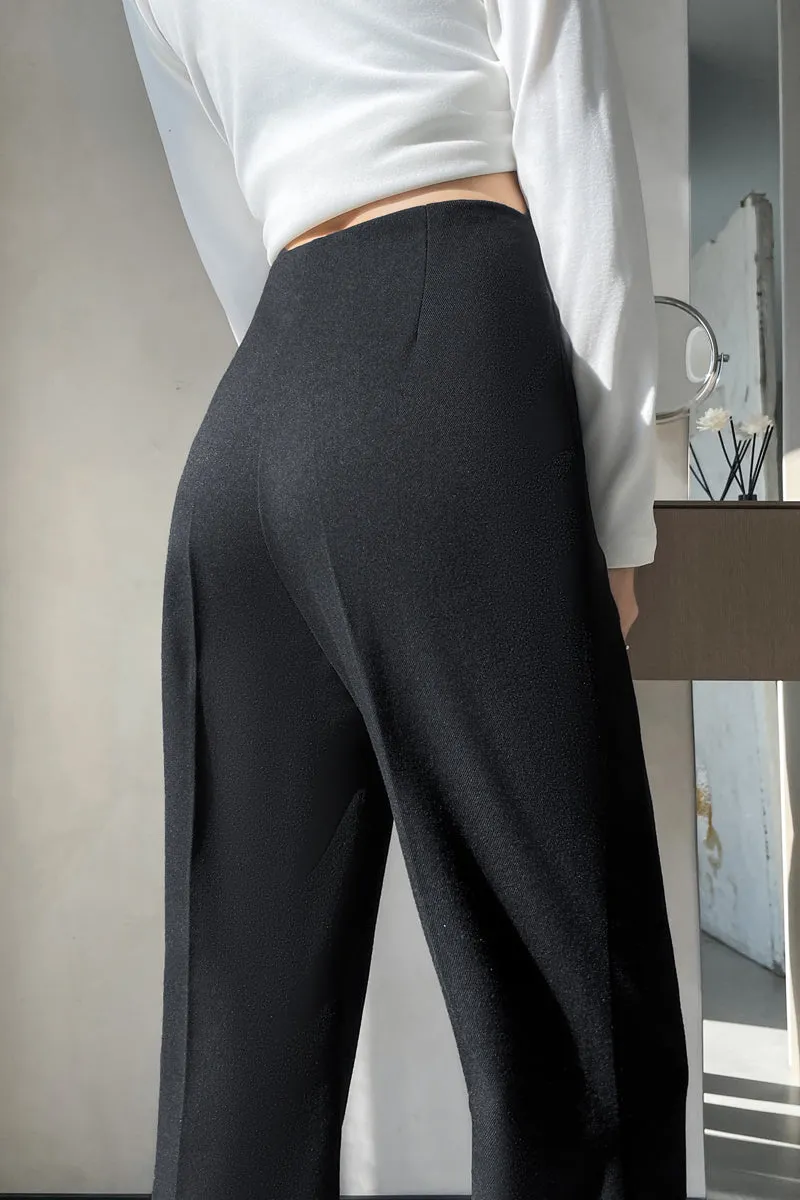 Classic Solid Wide-Leg Straight Leg Pants for Women