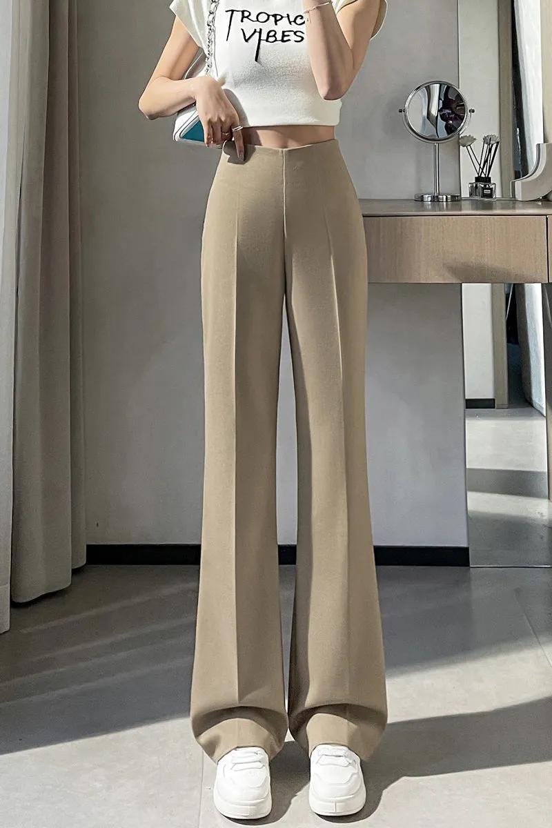 Classic Solid Wide-Leg Straight Leg Pants for Women