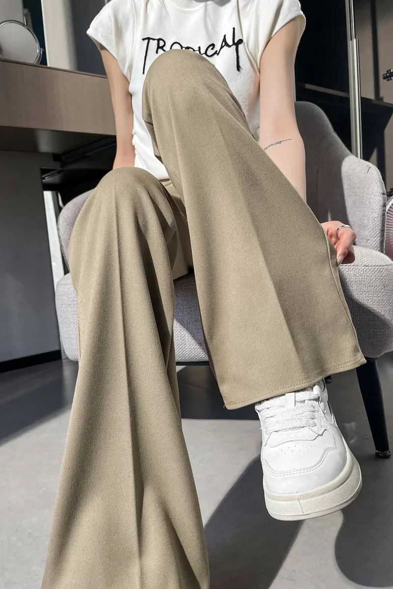 Classic Solid Wide-Leg Straight Leg Pants for Women