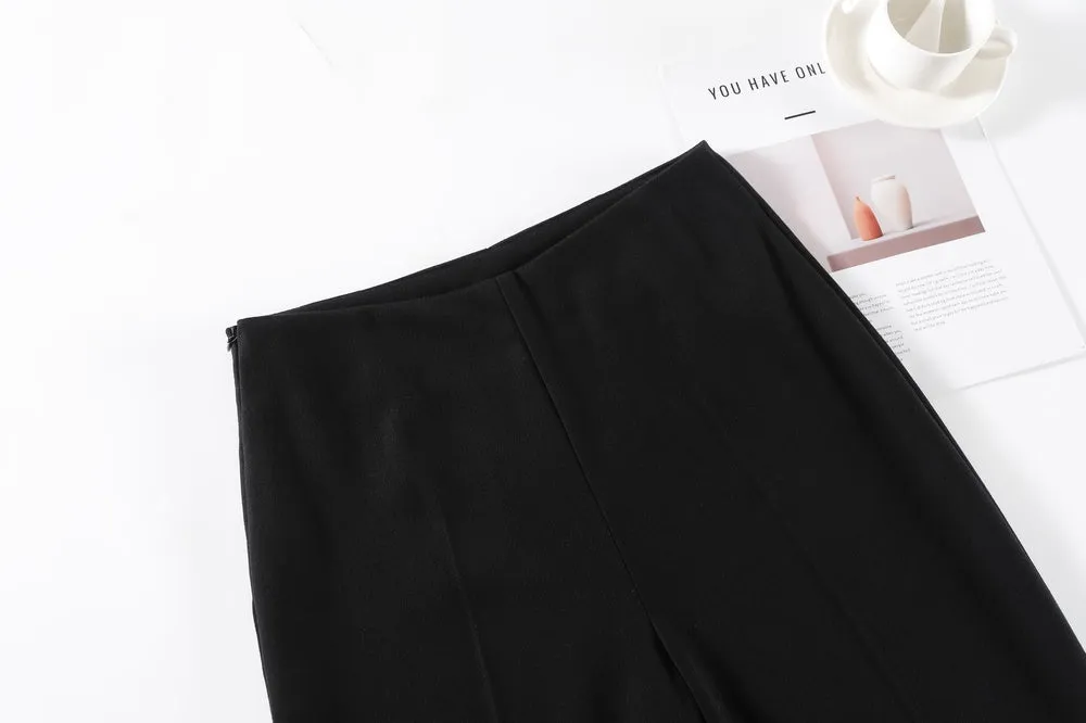 Classic Solid Wide-Leg Straight Leg Pants for Women