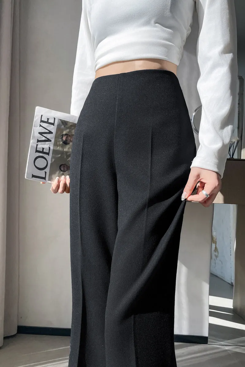 Classic Solid Wide-Leg Straight Leg Pants for Women